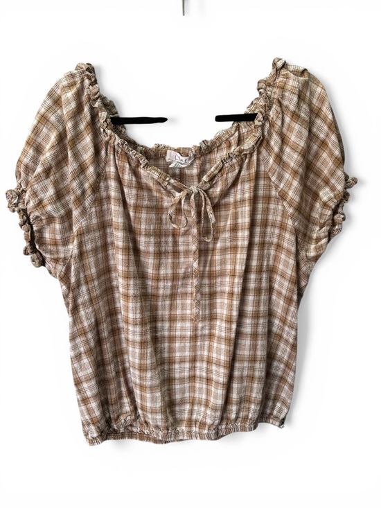 L.I.F.E. Love Is For Eternity Tops - L.I.F.E. Gingham Boho Prairie Top Sz 2X 100% Cotton
